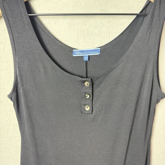 Shore Dress Women Black Sleeveless Tank Midi Button Front Stretch USA M - Picture 3 of 9